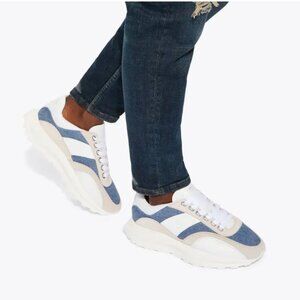 Kurt Geiger London Men's Gaspar Sneaker Denim, Pebble Leather Size 45, 46 NEW